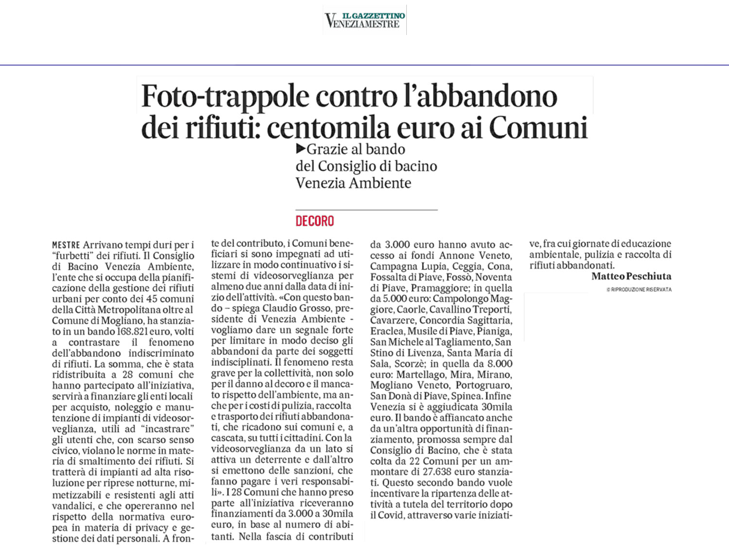 GAZZETTINO-Foto-trappole-contro-abbandono-rifiuti-centomila-euro-ai-comuni